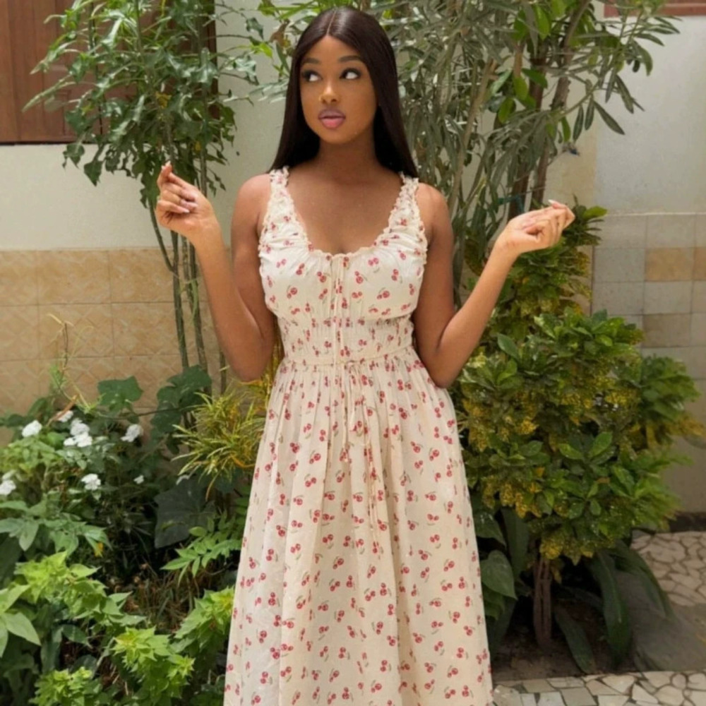 French African Casual Chic Sleeveless Floral Print Fitted Long Dress